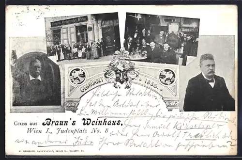 AK Wien, Braun's Weinhaus am Judenplatz No. 8