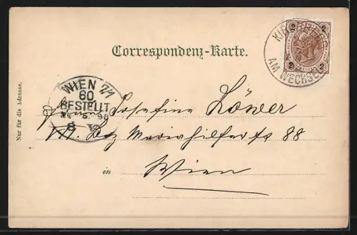 Lithographie Kirchberg a. Wechsel, Panorama, Wartenstein, St. Corona