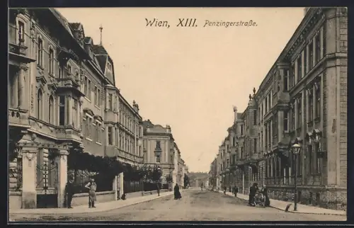AK Wien, Penzingerstrasse mit Wohnhäusern