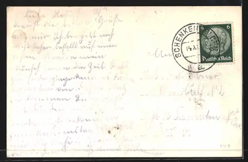 Foto-AK Schenkenfelden, Strassenansicht mit Wohn- und Geschäftshäusern