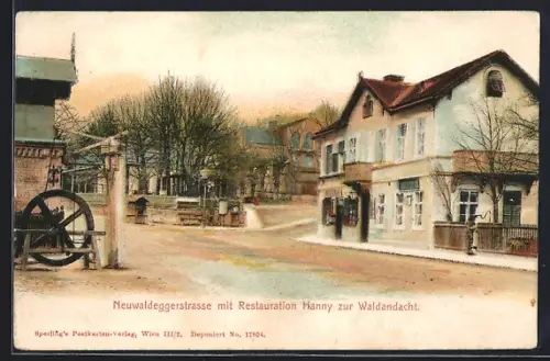 AK Wien, Neuwaldeggerstrasse mit Restauration Hanny zur Waldandacht