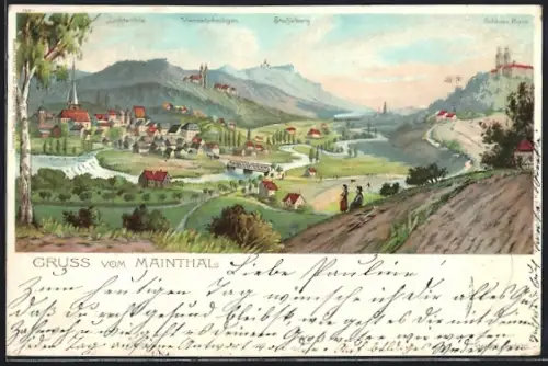 Künstler-AK Lichtenfels / Main, Blick ins Maintal