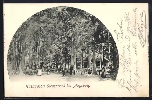 AK Augsburg, Gasthaus Ausflugsort Siebentisch