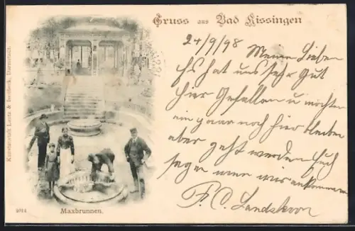 AK Bad Kissingen, Kurgäste am Maxbrunnen