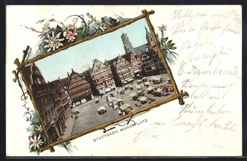 Passepartout-Lithographie Stuttgart, Stände auf dem Marktplatz