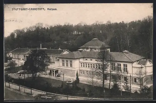 AK Stuttgart-Cannstatt, Strassenbahn vor dem Kursaal