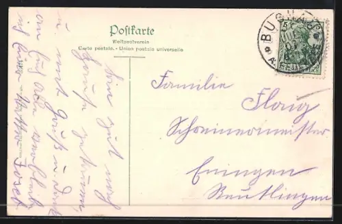 AK Buchau a. Federsee, Partie mit Spaziergängern