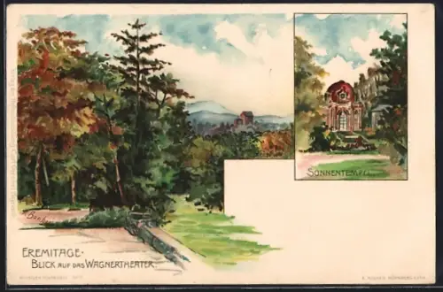 Künstler-AK Eremitage /Bayreuth, Wagnertheater, Sonnentempel