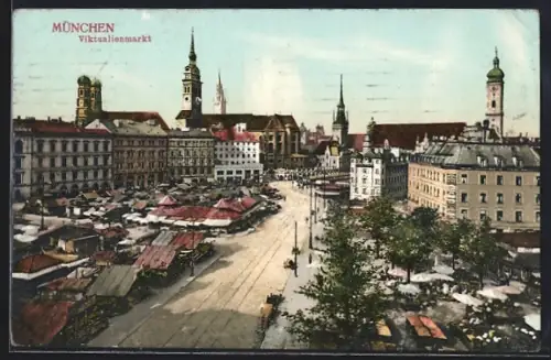AK München, Blick über den Viktualienmarkt