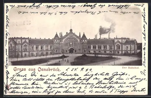 AK Osnabrück, Bahnhof mit Vorplatz