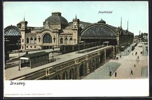 AK Dresden, Hauptbahnhof mit Bahnsteigen