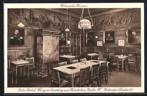 AK Berlin, Gasthaus - Weingrosshandel Gebr. Habel, Unter den Linden 30, Innenansicht