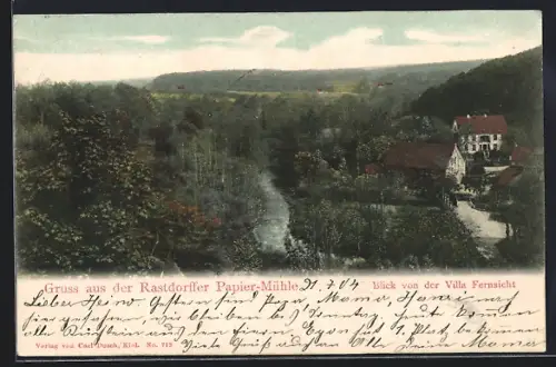 AK Rastorf / Holst., Rastorfer Papiermühle, Blick von der Villa Fernsicht