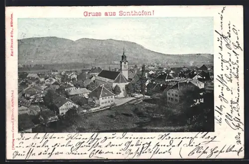 AK Sonthofen, Ortsansicht mit Kirche