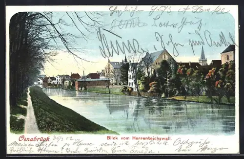 AK Osnabrück, Blick nach der Stadt vom Herrenteichswall aus