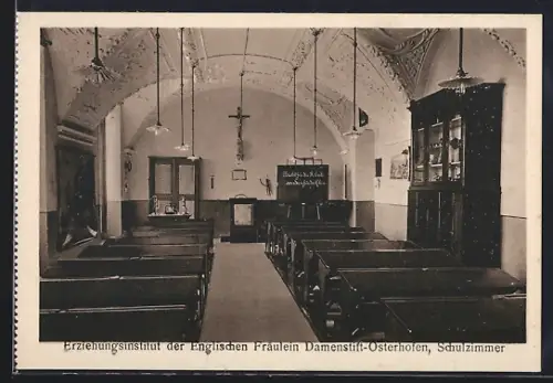 AK Osterhofen / Donau, Erziehungsinstitut der Englischen Fräulein, Schulzimmer