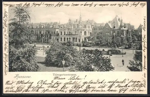 AK Hannover, Blick nach der Thiergartenstrasse mit Villen