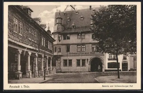 AK Arnstadt i. Thür., Gasthaus Schwarzenberger Hof mit der Galerie
