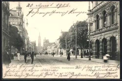 AK Crefeld, Partie an der Rheinstrasse