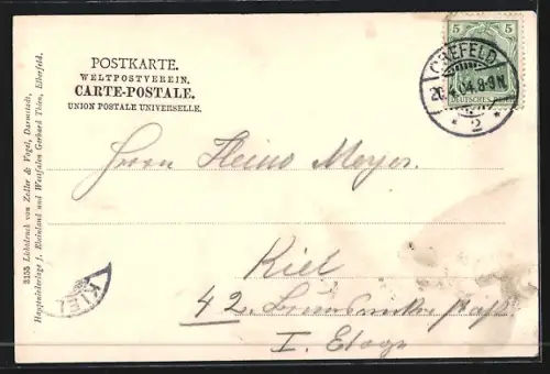 AK Crefeld, Partie an der Rheinstrasse