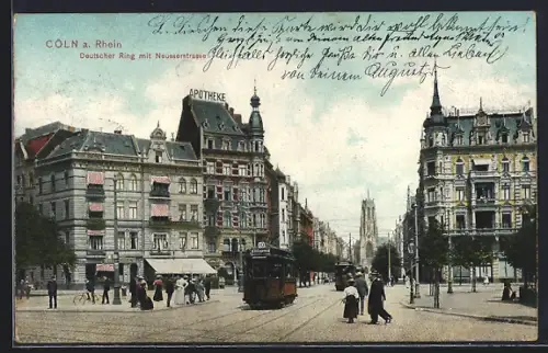 AK Köln-Neustadt, Deutscher Ring mit Neusserstrasse, Strassenbahn