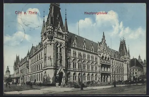 AK Köln, Blick zum Hauptpostgebäude