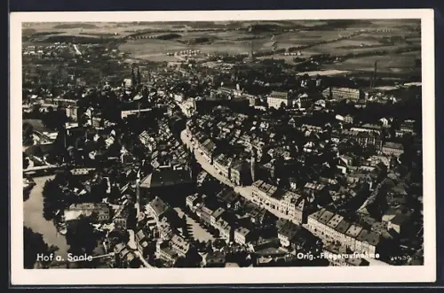 AK Hof a. Saale, Fliegeraufnahme vom Ort