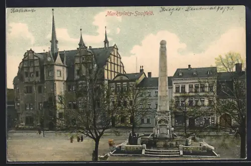 AK Saalfeld / Saale, Blick über den Marktplatz