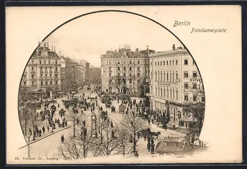 AK Berlin-Tiergarten, Blick auf den Potsdamer Platz mit Strassenbahn