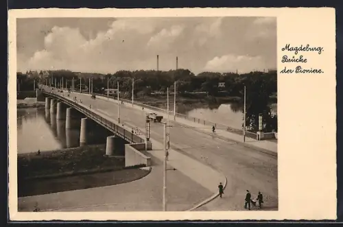 AK Magdeburg, Blick auf die Brücke der Pioniere