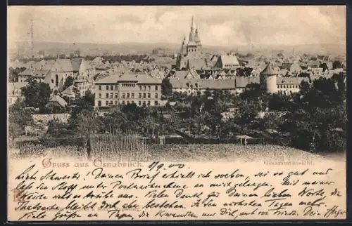 AK Osnabrück, Gesamtansicht des Ortes mit Kirche