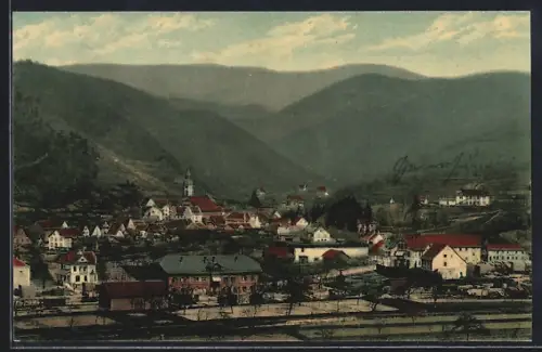 AK Oppenau, Blick nach dem Bahnhof und zum Ort