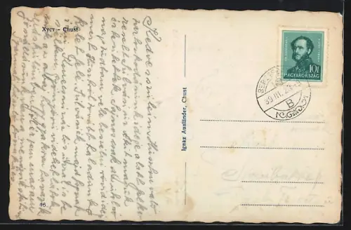 AK Chust, Strassenansichte, Häuserfassaden, Flusspartien und Landschaft