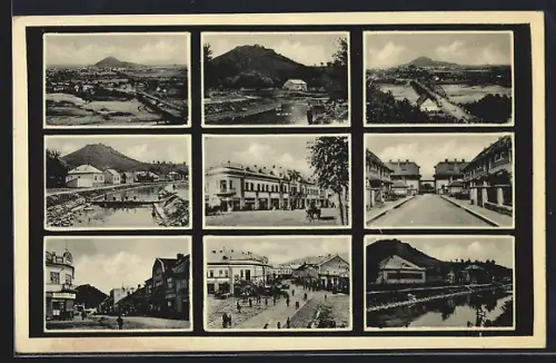 AK Chust, Strassenansichte, Häuserfassaden, Flusspartien und Landschaft