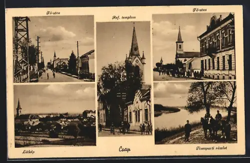 AK Csap, Fö-utca, Ref. templom, Latkep