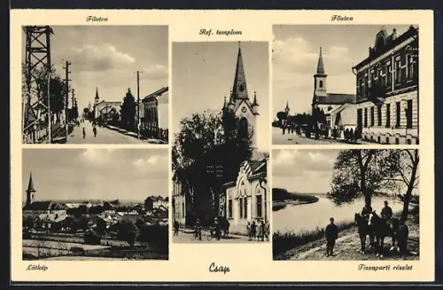 AK Csap, Fö-utca, Ref. templom, Latkep