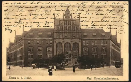 AK Essen /Ruhr, Kgl. Eisenbahndirektion mit Strasse