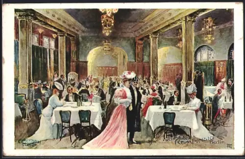 Künstler-AK Berlin, Weinstuben Kempinski, Restaurant