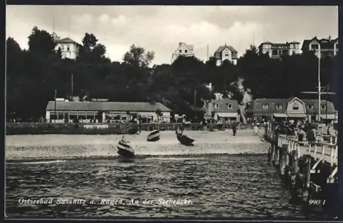 AK Sassnitz a. Rügen, An der Seebrücke, Ortspartie vom Wasser aus