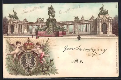 Lithographie Berlin, National-Denkmal Kaiser Wilhelm I.