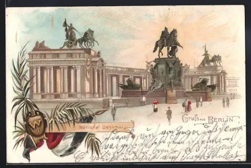 AK Berlin, Blick auf das Nationaldenkmal Kaiser Wilhelm I. am Berliner Schloss