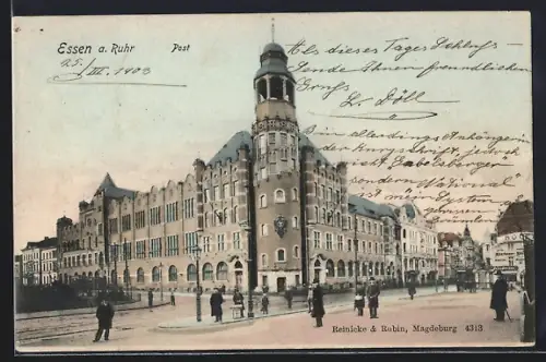 AK Essen /Ruhr, Post mit Strassenpanorama