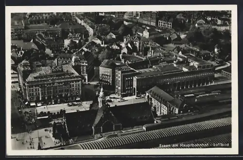 AK Essen, Am Hauptbahnhof, Fliegeraufnahme