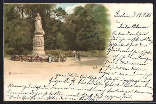 Lithographie Berlin-Tiergarten, Denkmal der Königin Louise