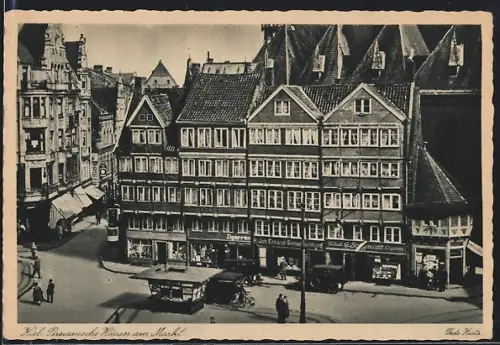 AK Kiel, Persianische Häuser am Markt mit Kiosk u. Kreuzung aus der Vogelschau