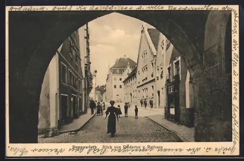AK Donauwörth, Rathaus vom Riedertor gesehen