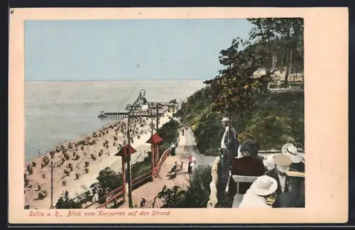 AK Sellin a. R., Blick vom Kurgarten auf den Strand