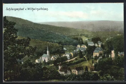 AK Schlangenbad, Teilansicht mit Kirche vom Wilhelmsfelsen