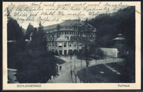 AK Schlangenbad, Kurhaus mit Strassenpartie