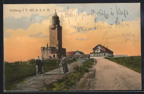 AK Feldberg i. T., Der Weg hinauf zum Aussichtsturm